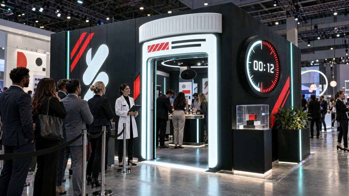 Render of the Escape the Renewal trade show booth