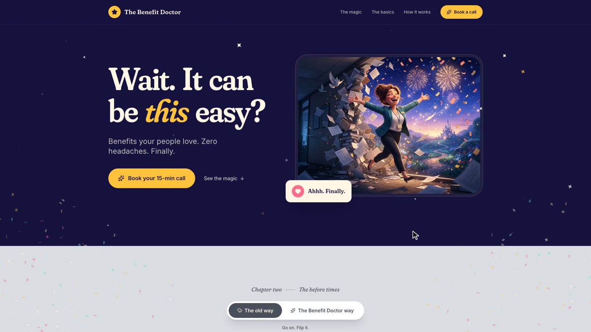 The Storybook: a fairytale homepage where visitors break through a wall of paperwork