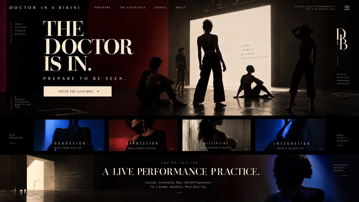 Concept render of The Lightbox: silhouetted performers in a black-box room